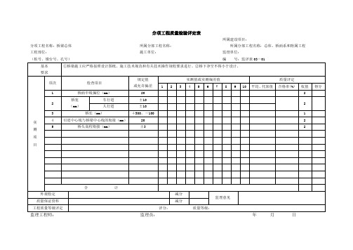 公路桥梁分项工程质量检验评定表