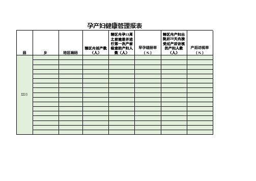 孕产妇健康管理报表