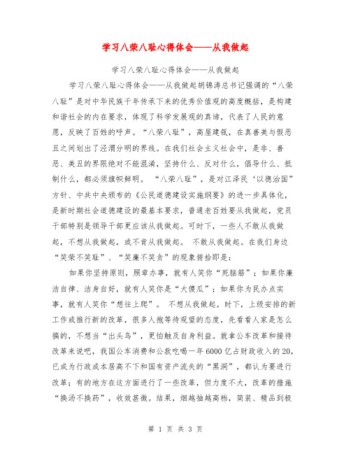 学习八荣八耻心得体会——从我做起【可编辑版】