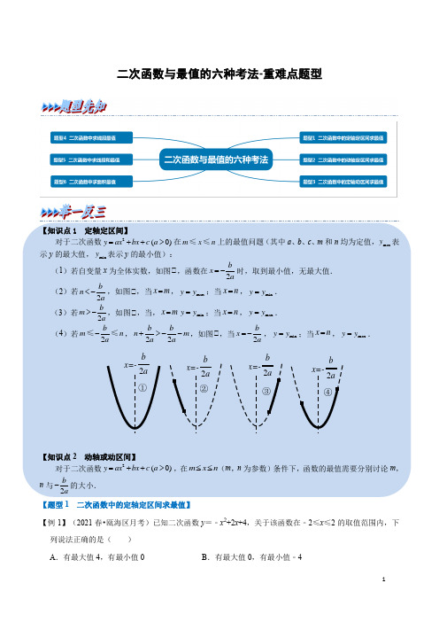 二次函数求最值的六种考法(含答案)