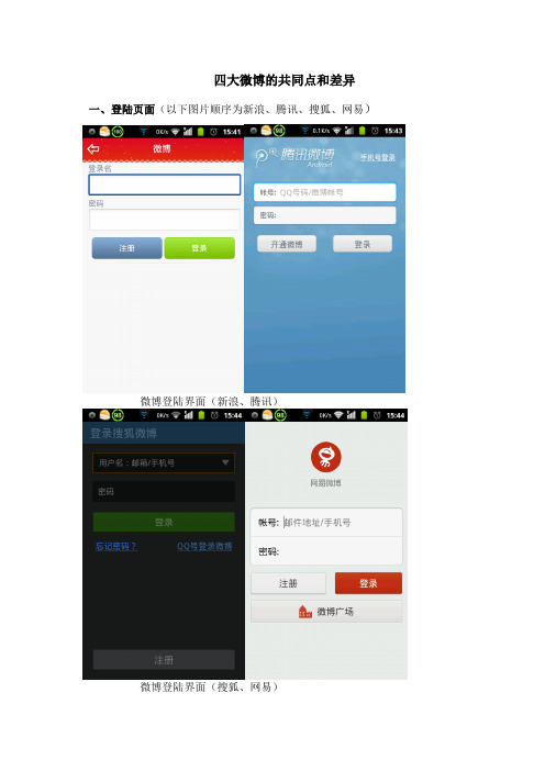 四大微博的共同点和差异