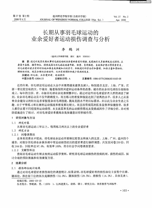 长期从事羽毛球运动的业余爱好者运动损伤调查与分析