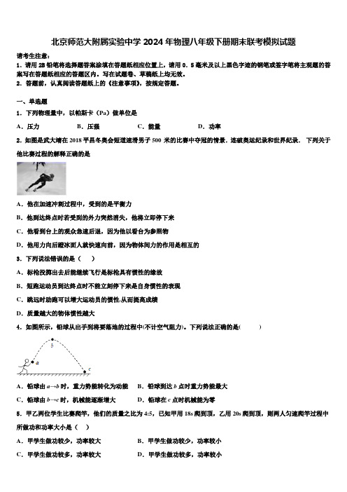 北京师范大附属实验中学2024年物理八年级下册期末联考模拟试题含解析