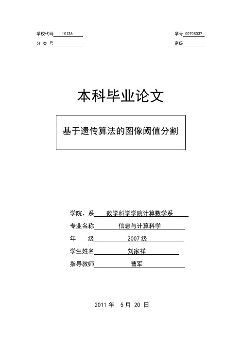 遗传算法新论文【精品毕业设计】(完整版)