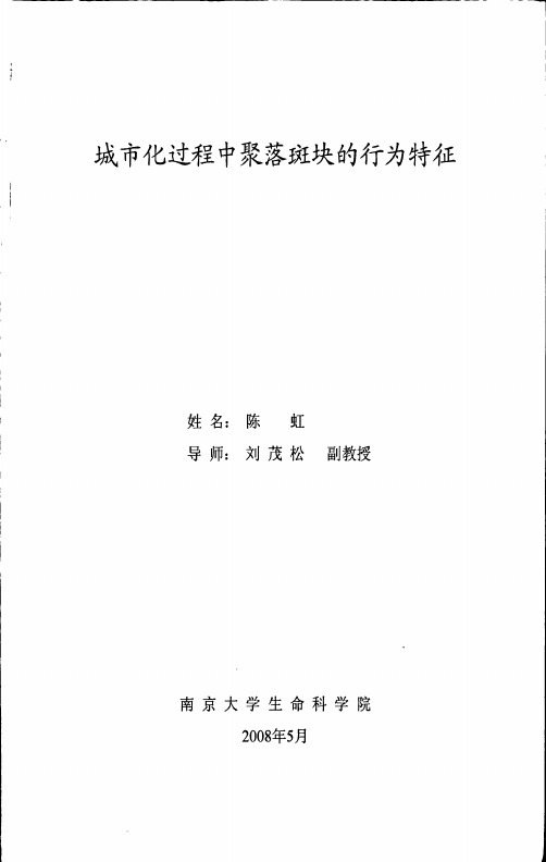 城市化过程中聚落斑块的行为特征