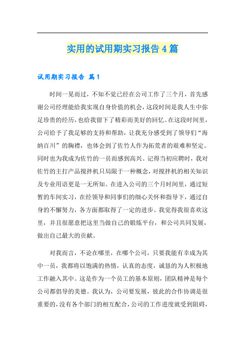 实用的试用期实习报告4篇