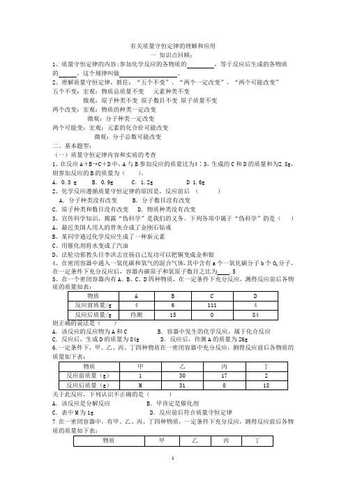 质量守恒定律的习题