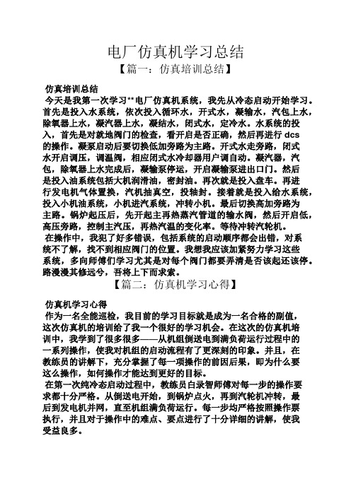 电厂仿真机学习总结