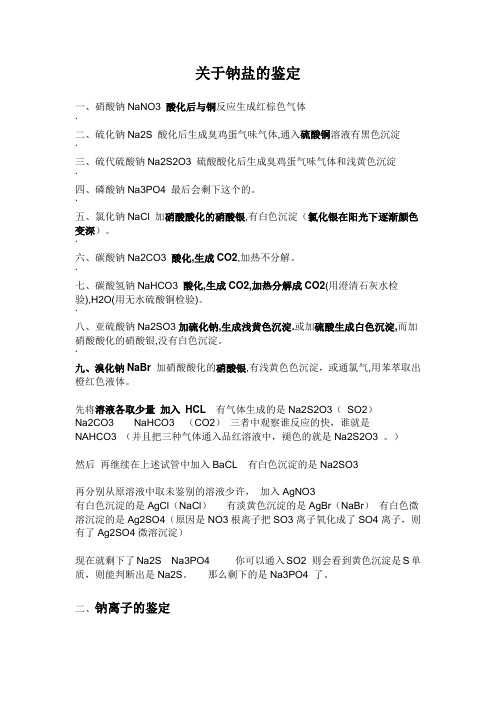 关于钠盐的鉴定