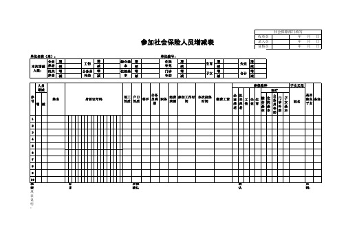 参加社会保险人员增减表 XLS格式 