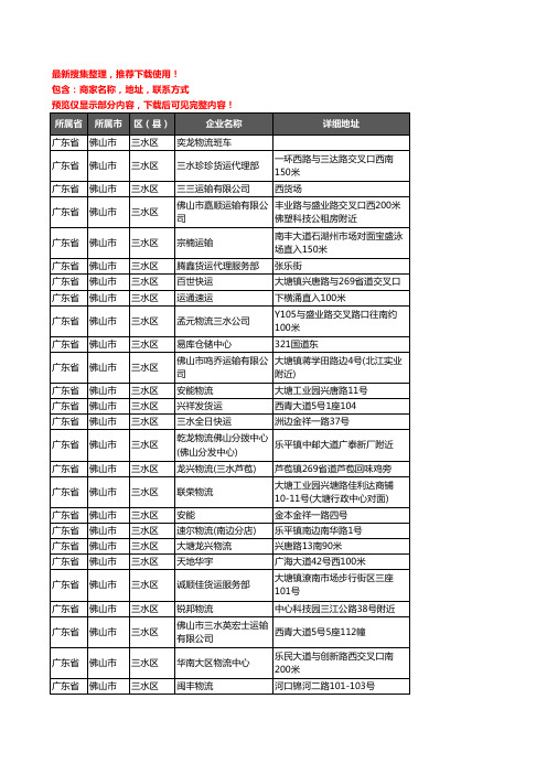 新版广东省佛山市三水区货运企业公司商家户名录单联系方式地址大全230家