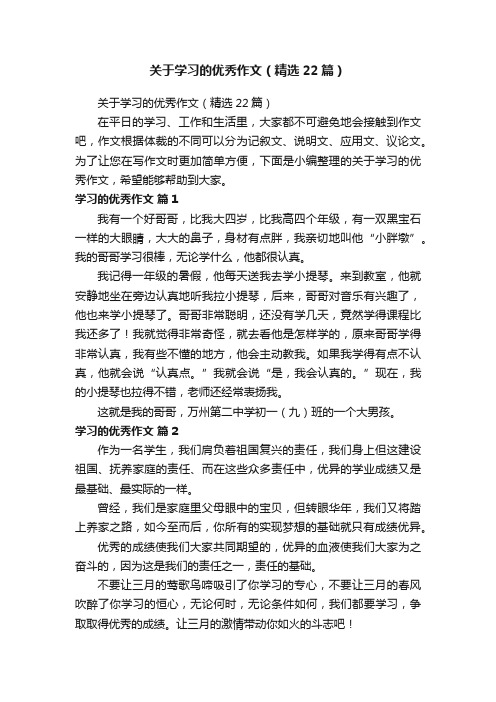 关于学习的优秀作文（精选22篇）