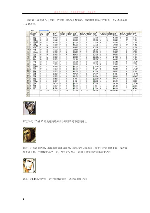 三国杀3v3——从统计表分析武将及浅谈3v3与8人局的区别