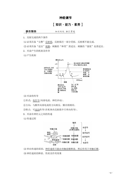 2020届  二轮复习 生命活动的调节考点2神经调节 教案 (全国通用)