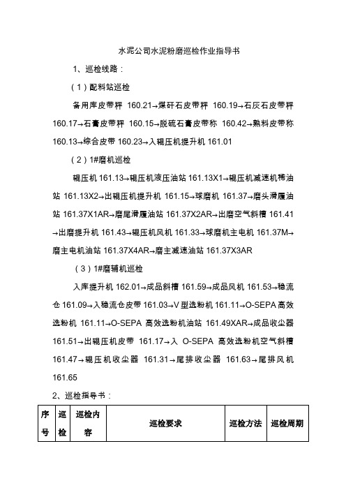 水泥公司水泥粉磨巡检作业指导书