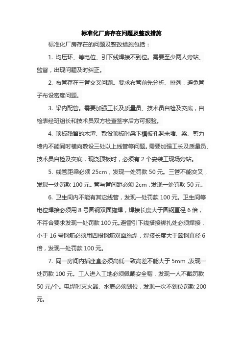 标准化厂房存在问题及整改措施