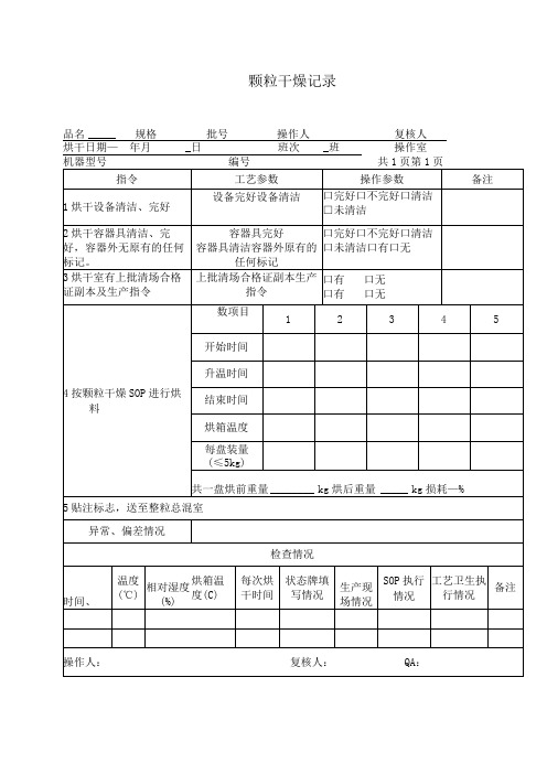 颗粒干燥记录