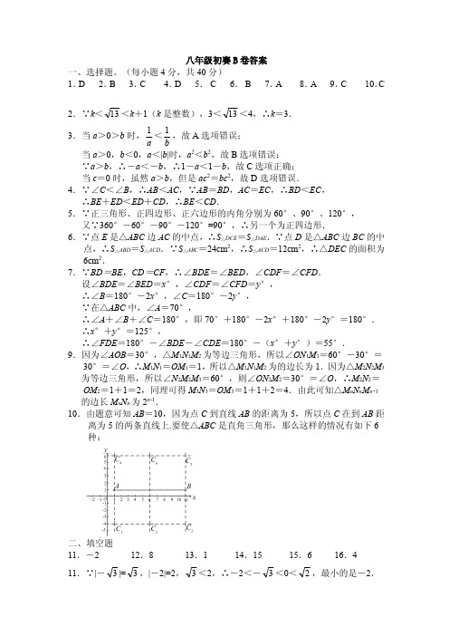 世界奥利匹克数学竞赛 第14届地方初赛8年级B卷答案