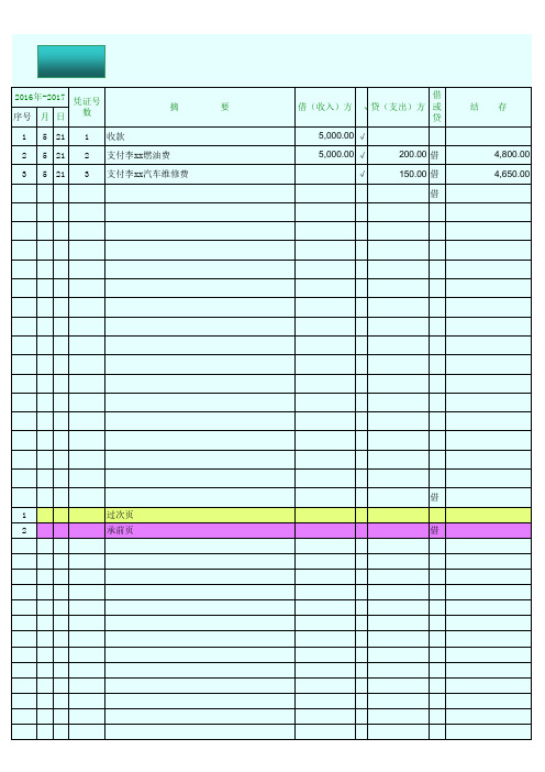 现金日记账模板