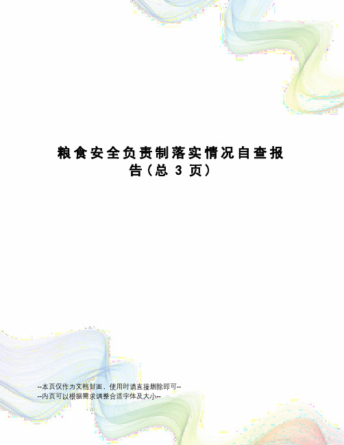 粮食安全负责制落实情况自查报告