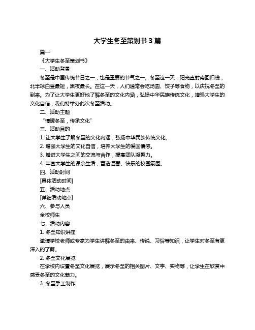 大学生冬至策划书3篇