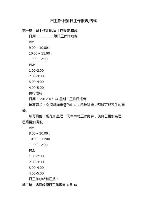 日工作计划,日工作报表,格式