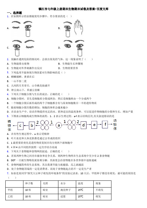 镇江市七年级上册期末生物期末试卷及答案-百度文库