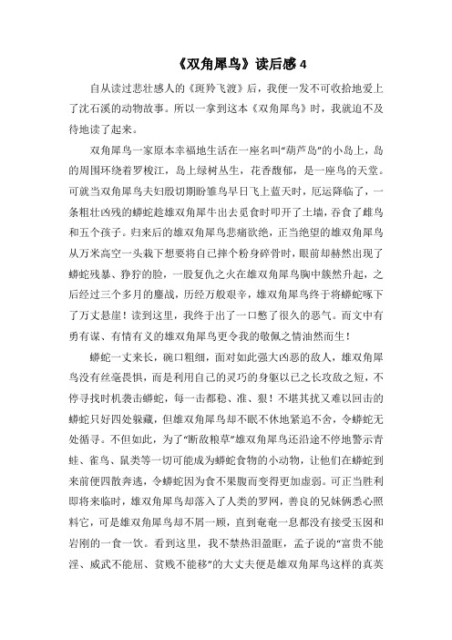 《双角犀鸟》读后感4(1000字).docx