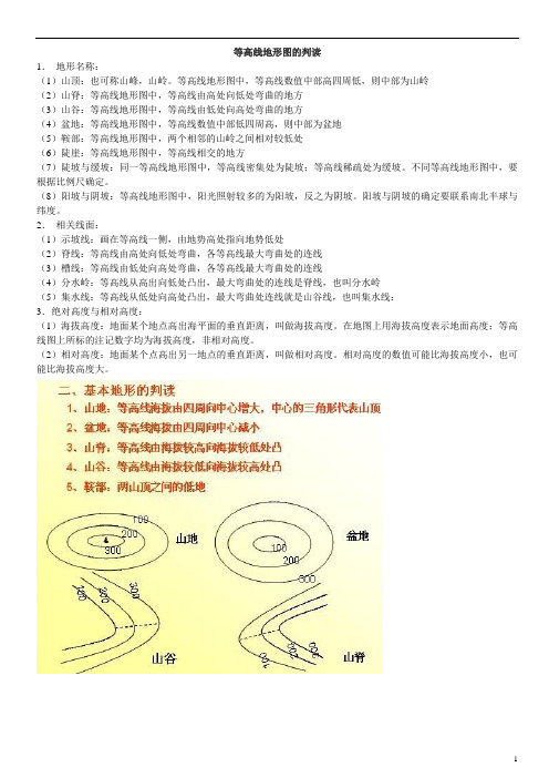 等高线地形图的判读