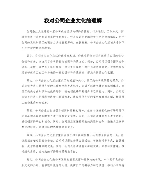 我对公司企业文化的理解