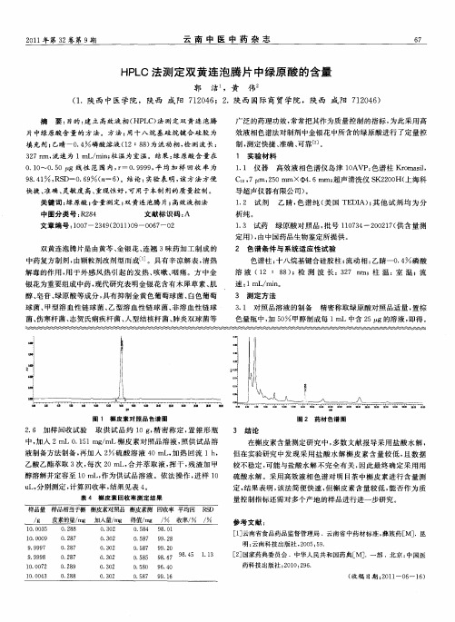 HPLC法测定双黄连泡腾片中绿原酸的含量