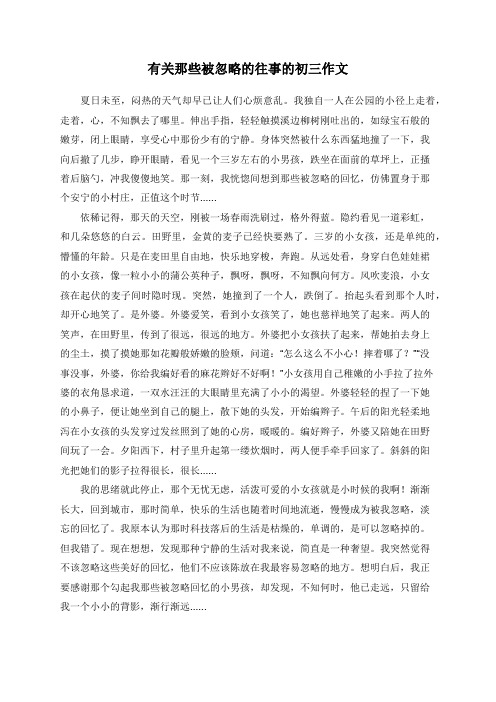 有关那些被忽略的往事的初三作文