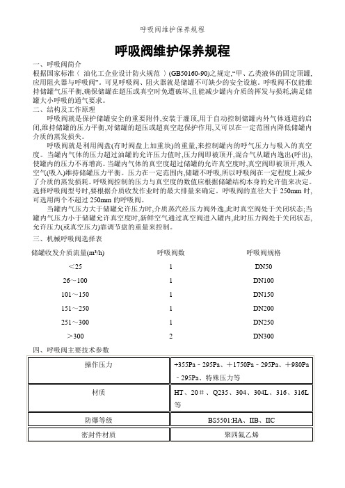 呼吸阀维护保养规程