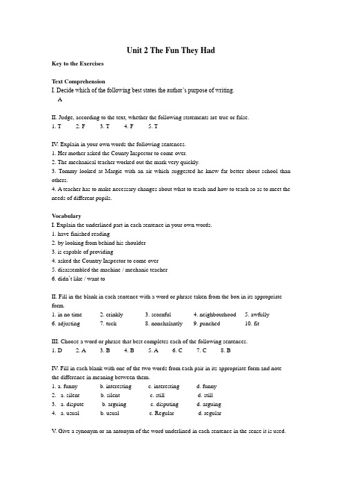 1-Unit2-The-Fun-They-Had答案