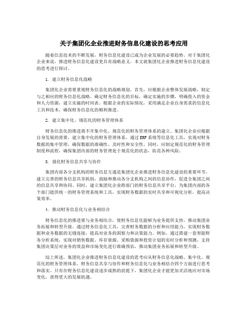 关于集团化企业推进财务信息化建设的思考应用