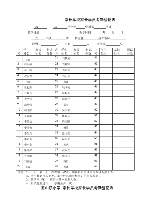 家长学校表册