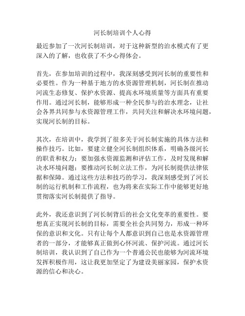 河长制培训个人心得