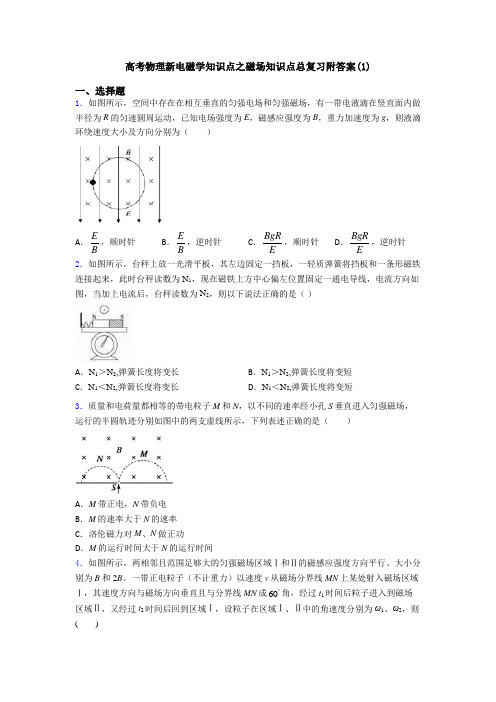 高考物理新电磁学知识点之磁场知识点总复习附答案(1)