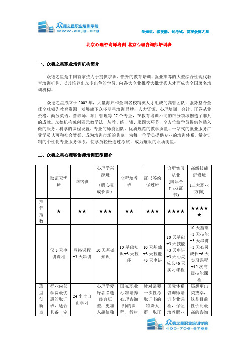 北京心理咨询师培训-北京心理咨询师培训班