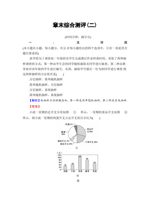 高中数学人教B版必修3章末综合测评2 Word版含解析