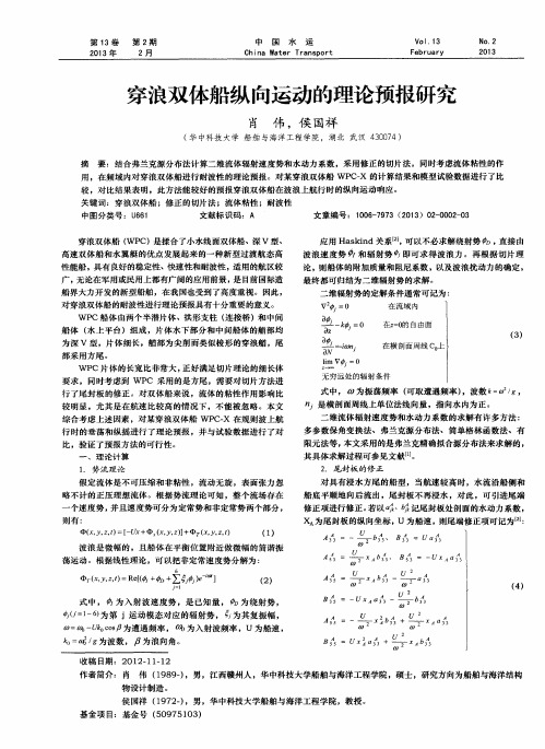 穿浪双体船纵向运动的理论预报研究