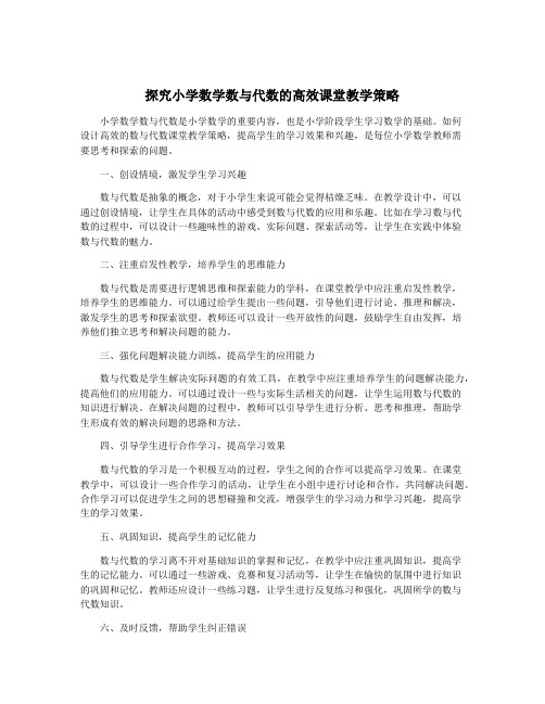 探究小学数学数与代数的高效课堂教学策略