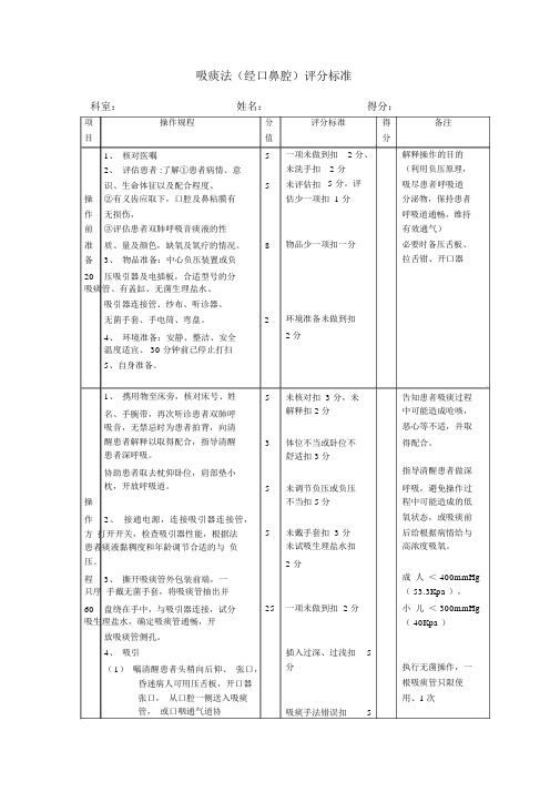 最新版吸痰法评分标准