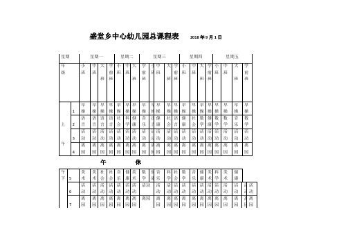 盛堂乡中心幼儿园总课程表   2017年9月1日