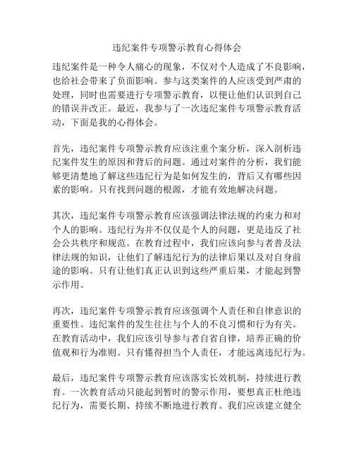 违纪案件专项警示教育心得体会