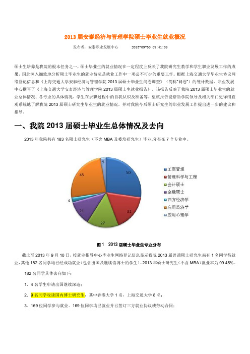 上海交大安泰经管就业报告--2013硕士