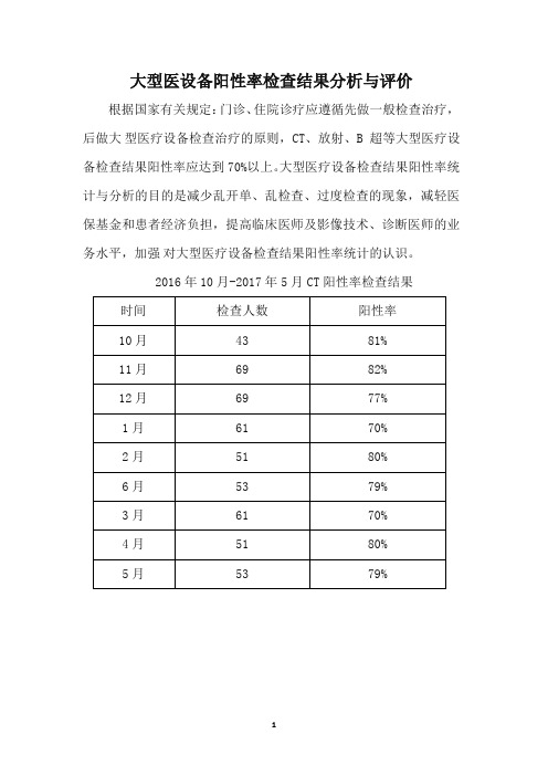 大型医设备阳性率检查结果分析与评价