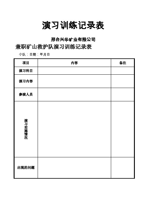 兼职矿山救护队各种记录表格