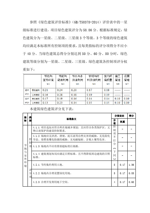 绿色建筑评价标准评分表样板(GB50378-2014)