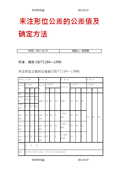 未注形位公差的公差值及确定方法GBT1184—1996之欧阳物创编